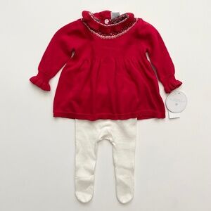 Edgehill Collection Nwt Knit Knit Holiday Dress & Stockings Set NB